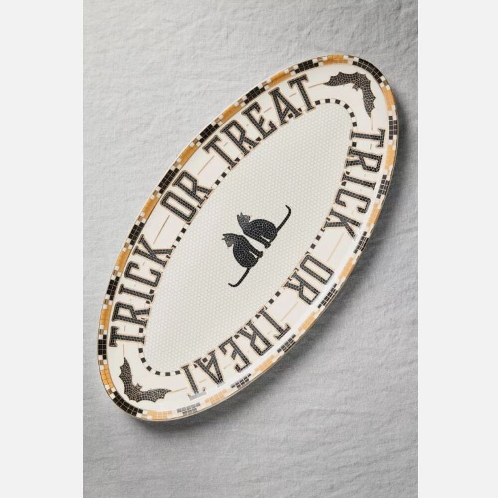 NEW Anthropologie The Bistro Tile Stoneware Serving Platter Halloween Edition
